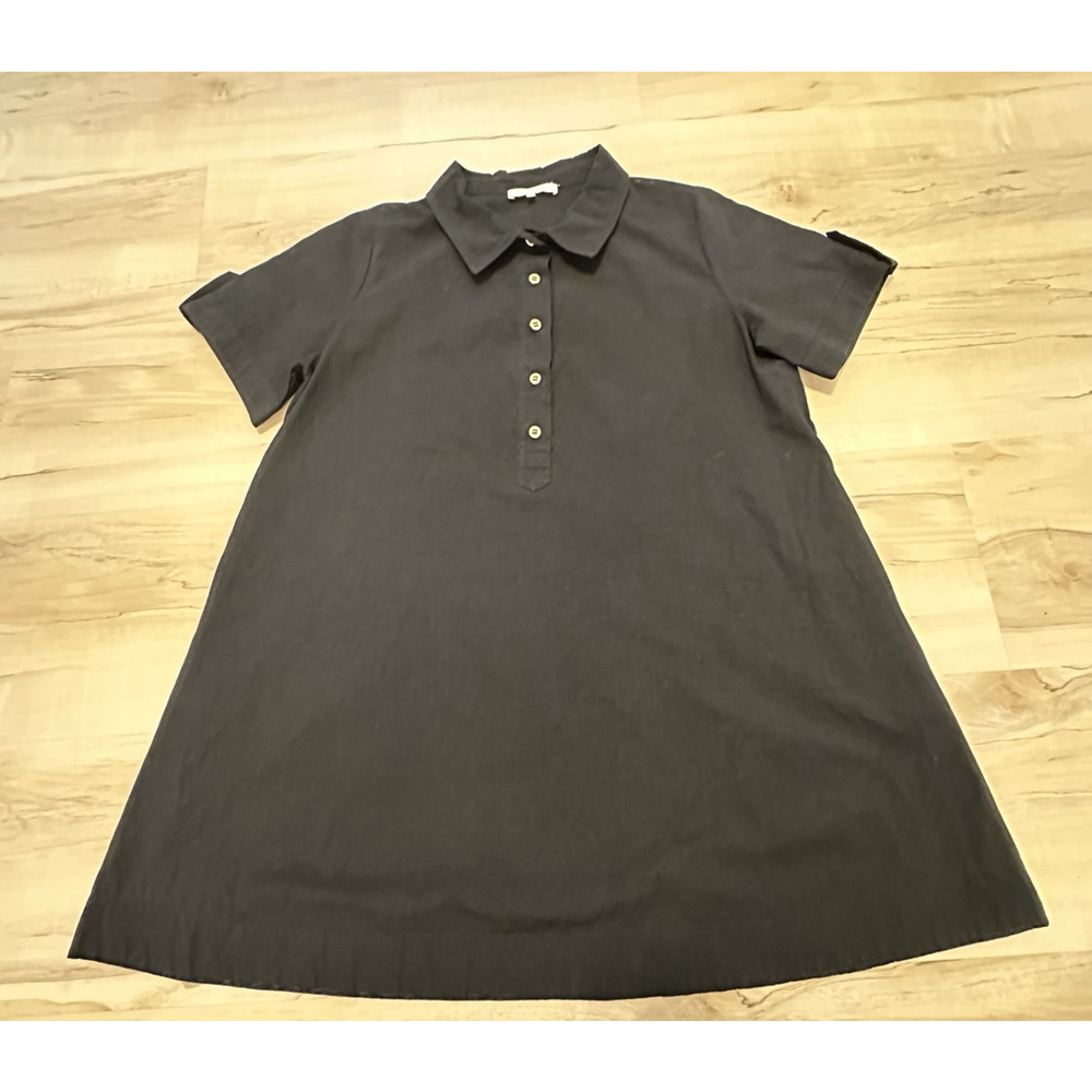 Ces Femme Women M Dress 100% Cotton Tunic Mini Ponte Short-Sleeve Swing Black
